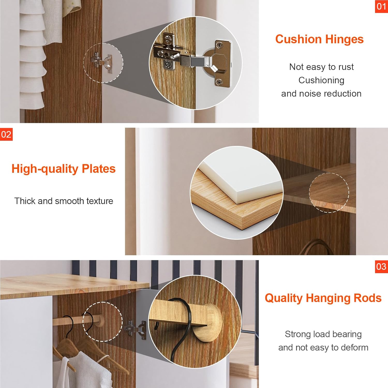 Modern Wardrobe Armoire, White Wardrobe Closet with Hanging Rail, Functional Clothes Storage Cabinet Closet for Small Apartments Bedroom, Easy to Install, 16" D x 24" W x 71" H