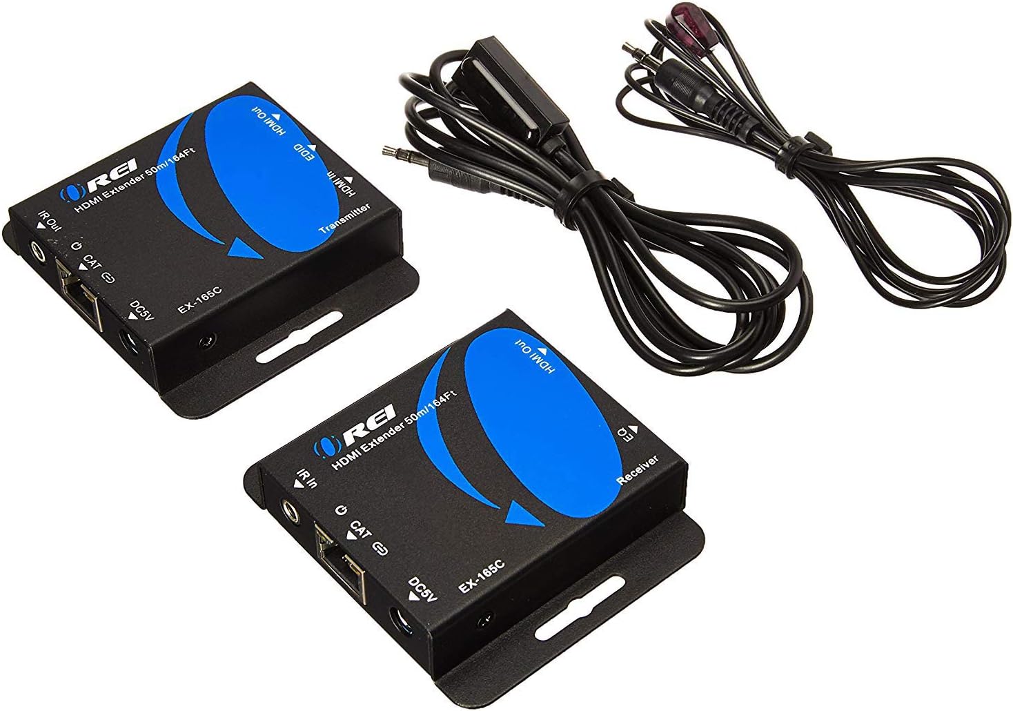 HDMI Extender Over LAN by Orei Single CAT6A/Cat7 Cable 1080P @ 60Hz with IR - Up to 160 ft - Loop Out Function - Digital Full HD