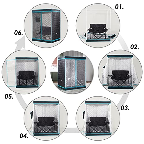 Full Size 2 Person Sauna Tent, Portable Steam Sauna Tent for Home, 1 or 2 Person Foldable Lightweight, Full Body Sauna Tent for Relaxation, Steamer Not Included, 2 Person Foldable Chair(Grey)