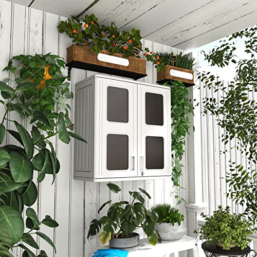 KINYING Outdoor Storage Cabinet Waterproof, Resin 60 Gallon Deck Box for Patio Furniture Cushions, Garden Tools, Pool Tools and Kids’ Toys (Off White with 1 Shelving)