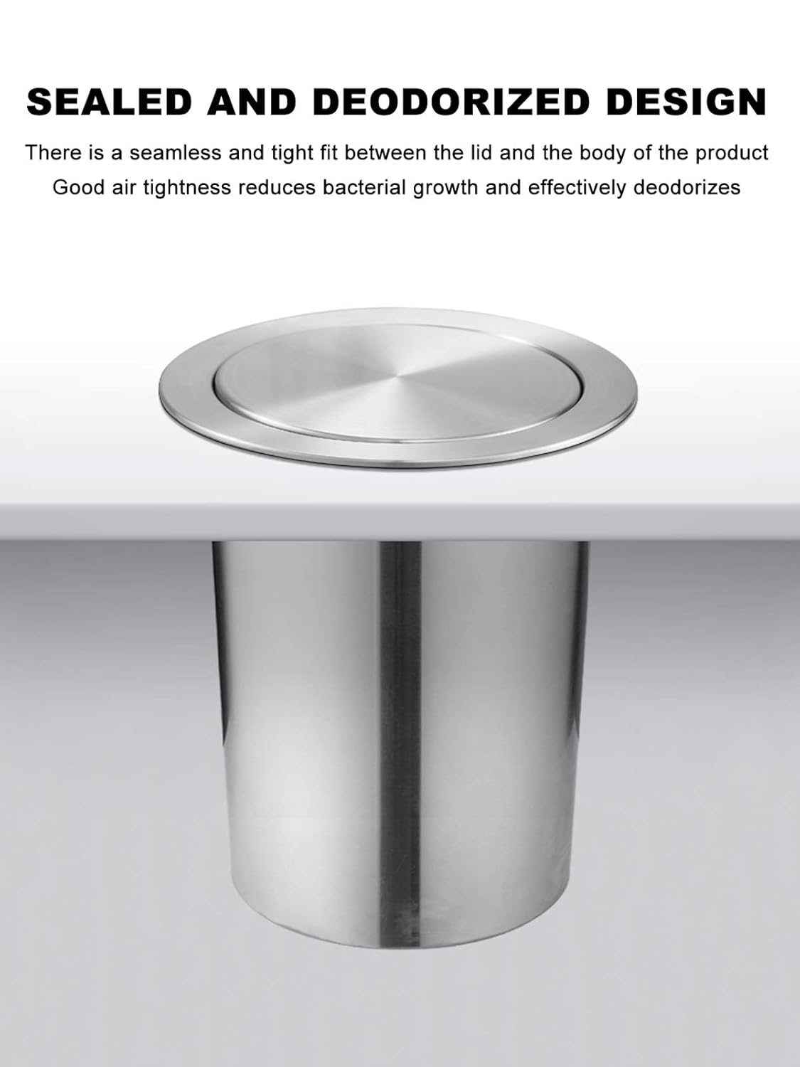 Built-In Round Countertop Trash Bin, Stainless Steel Trash Grommet with Balance Flap Cover for Kitchen Home Garbage Use