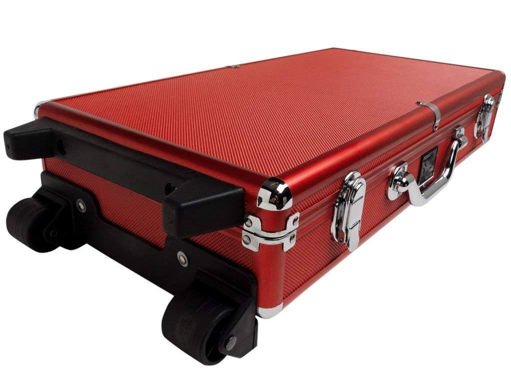 White Swan mAh Jongg Set Wheeled Aluminum Case White Tiles Pusher Arms American Mahjong Game Red