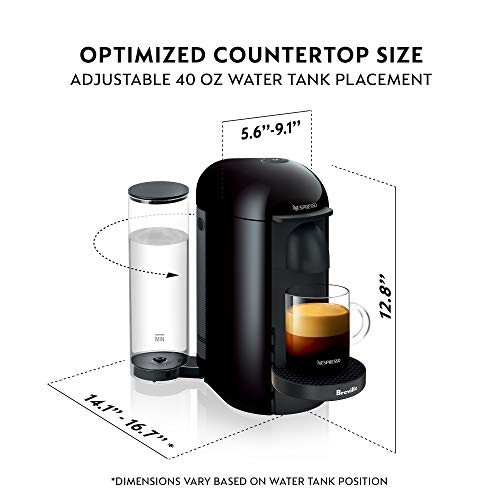 Nespresso Vertuo Plus Coffee and Espresso Maker by Breville, Ink Black with Aeroccino Milk Frother