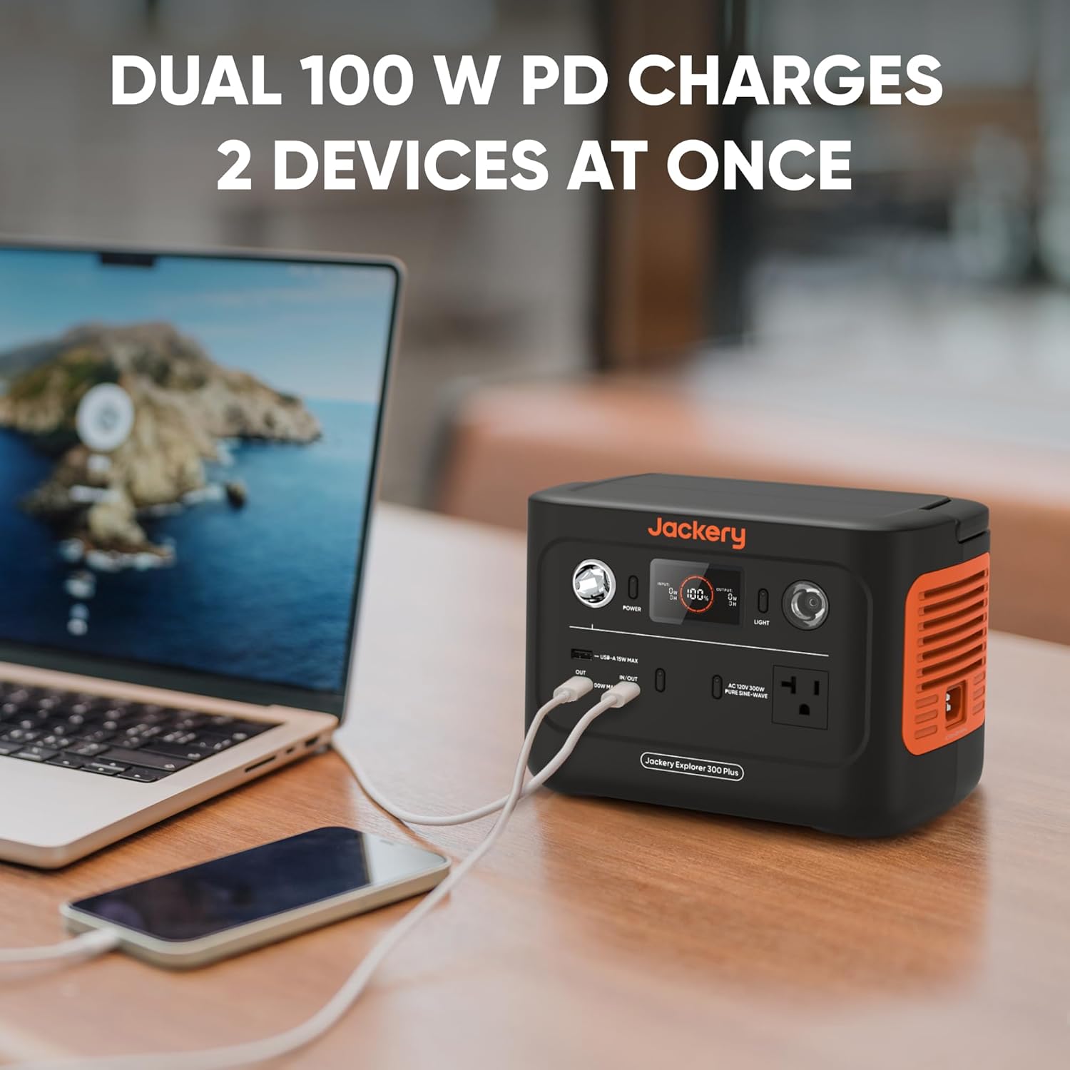 Jackery Solar Generator 300 Plus Portable Power Station with 40W Book-sized Solar Panel, 288Wh Backup LiFePO4 Battery, 300W AC Outlet, Only 5KG for RV, Outdoors, Camping, Traveling, and Emergencies