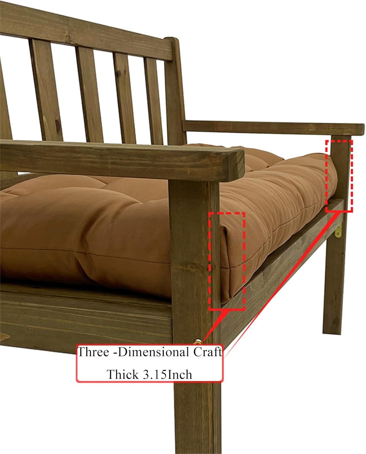 Outdoor Waterproof Bench Cushion, 51x19in Swing Garden Bench Seat Cushion, Swing Chair Replacement Seat Pads Cushion for Lounger Garden Furniture Patio Bench
