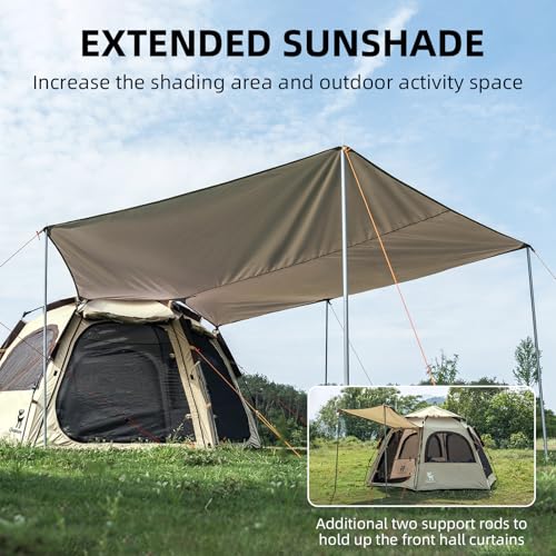 Tents for Camping 2 Person Waterproof Pop Up Camping Tent with Screen Porch 4 Ventilation Mesh Windows & 2 Doors Portable for Camping, Hiking, Beach, Backpacking, and Outdoors