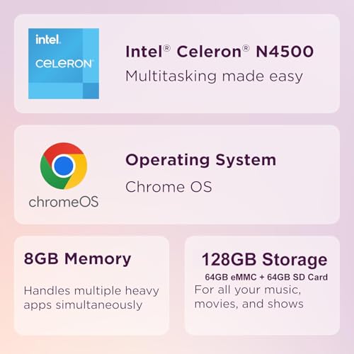 Lenovo IdeaPad 3i Chromebook (15.6" FHD, Intel Celeron N4500, 8GB RAM, 128GB Storage (64GB eMMC + 64GB IST SD Card)), Home and Student Laptop, Webcam,10-Hr Long-Battery Life, Chrome OS, Abyss Blue