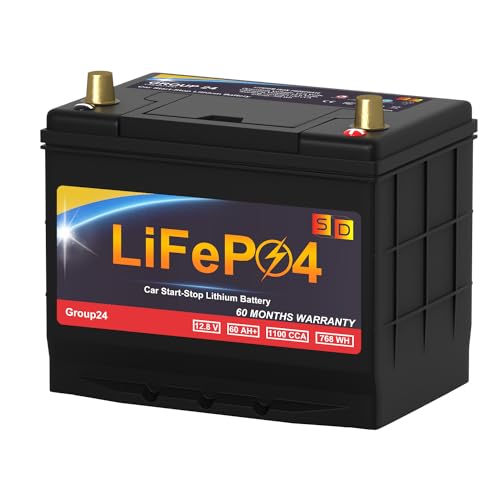 Lithium Car Battery Start and Stop, 12.8V 576WH Group 47 LiFePO4 Automotive Battery For Car, Starter Battery Plus Deep Cycle Performance, 36 Months Warranty