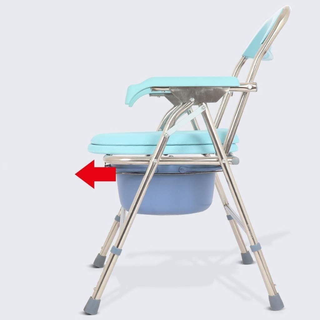 KOHARA Commode Chair, Bedroom Toilet, Multi Function Foldable Mobile Commode Chair, Stainless Steel Adult Heavy Safety Frame