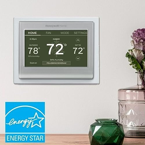 Honeywell Home RTH9585WF Wi-Fi Smart Color Thermostat, 7 Day Programmable, Touch Screen, Energy Star, Alexa Ready, C-Wire Required, Not Compatible with Line Volt Heating Gray