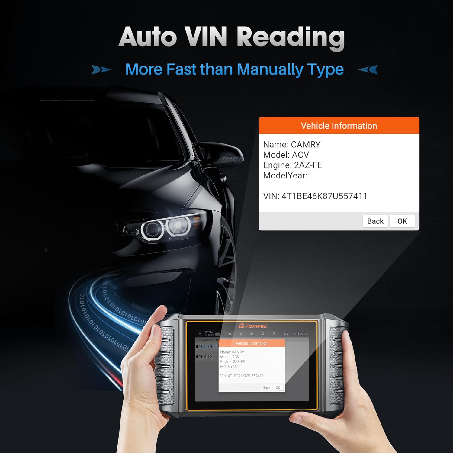 2024 Foxwell Car Code Reader NT706 OBD2 Scanner ABS Airbag Engine Transmission Battery Monitor Scan Tool, 5.5" Android 9.0 Tablet WiFi Upgrade of NT604 Scanner Diagnostic Tool for Cars and Trucks
