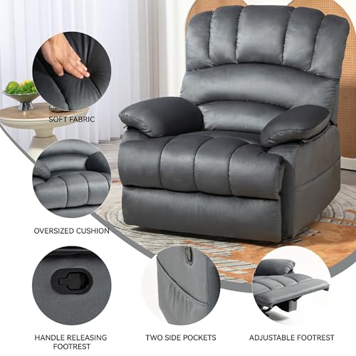40'' Wide Manual Recliner Chair, Adjustable Angle Home Theater Seating, Oversized Fabric Sleeper Chair with Footrest, Lounge Lazy Sofa Reading Arm Chair for Living Room Lounge (Yellow)
