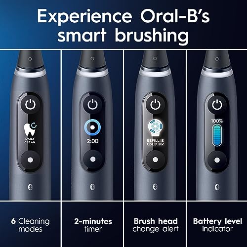 Oral-B iO Series 8 Rechargeable Electric Toothbrush with Pressure Sensor to Protect Gum, 2 Minute Timer, 6 Cleaning Settings, 3 Replacement Toothbrush Heads, Magnetic Charger, and Travel Case, Violet
