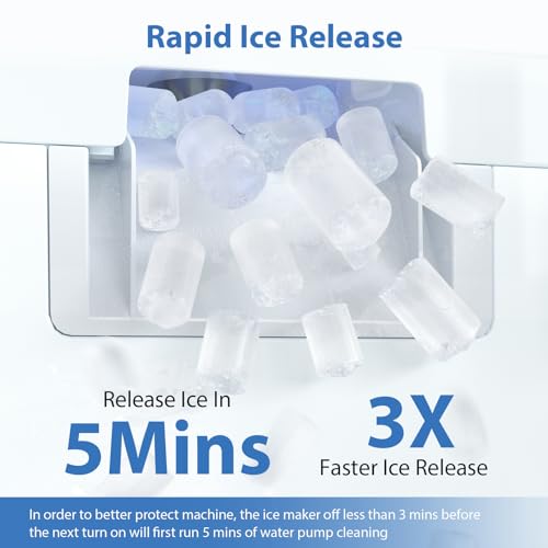 Aeitto Nugget Ice Maker Countertop, 55lbs/Day, Large Capacity Chewable Ice Maker, Rapid Ice Release in 5 Mins, Self-Cleaning with Stainless Steel Housing Ice Machine for Home Office and Party, Black