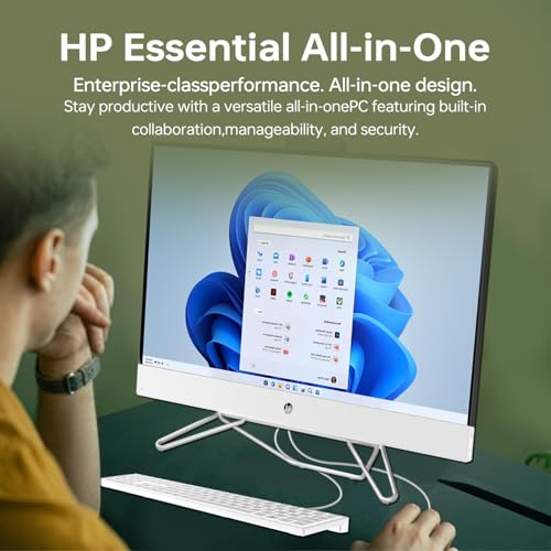 HP Newest All-in-One Desktop, 21.5" FHD Display, 32GB RAM, 1TB Storage (512GB SSD with P500 500GB External SSD), Intel Dual-Core Processor, Webcam, HDMI, Bluetooth, Mouse and Keyboard, Windows 11