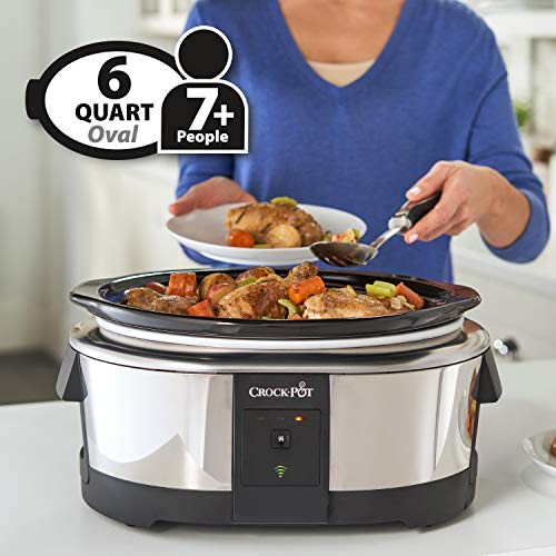 Crock-pot 6 Quart Slow Cooker Compatible with Alexa | Programmable Stainless Steel