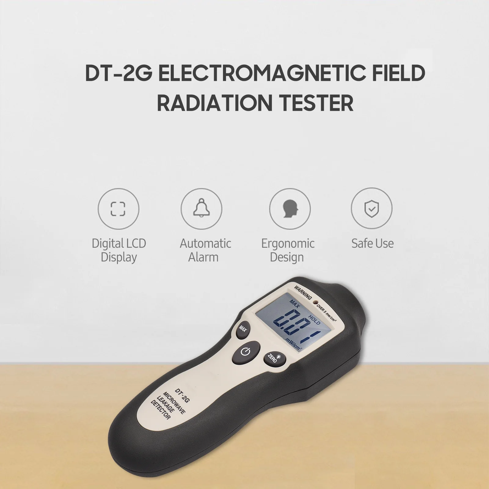DT-2G Handheld Microwave Leakage Detector High Digital LCD Display EMF Meter Electromagnetic Radiation Tester with Auto Alarm No Need Recalibration