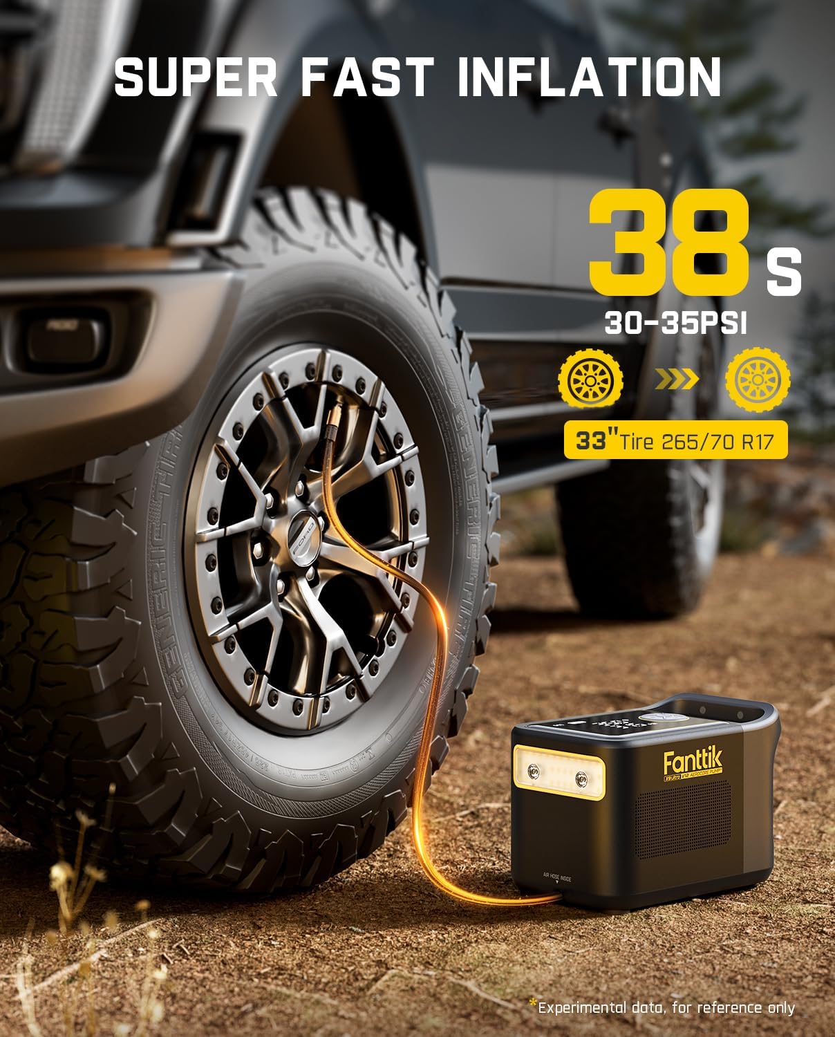 Fanttik X9 Ultra™ Portable Tire Inflator for Pickup Truck, RV | 3-in-1 Air Pump, Power Station, Flashlight | 6× Faster Inflator with Digital Gauge | Air Compressor for Light Truck, SUV, Compact Car