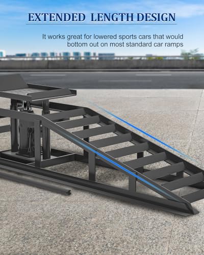Hydraulic Car Ramps, 4-Position Adjustment, 5T 11000lbs Low Profile Car Lift Service Ramps Truck Trailer Garage,Height Hydraulic Vehicle Ramps, Lift Height 11.61-16.21 inches