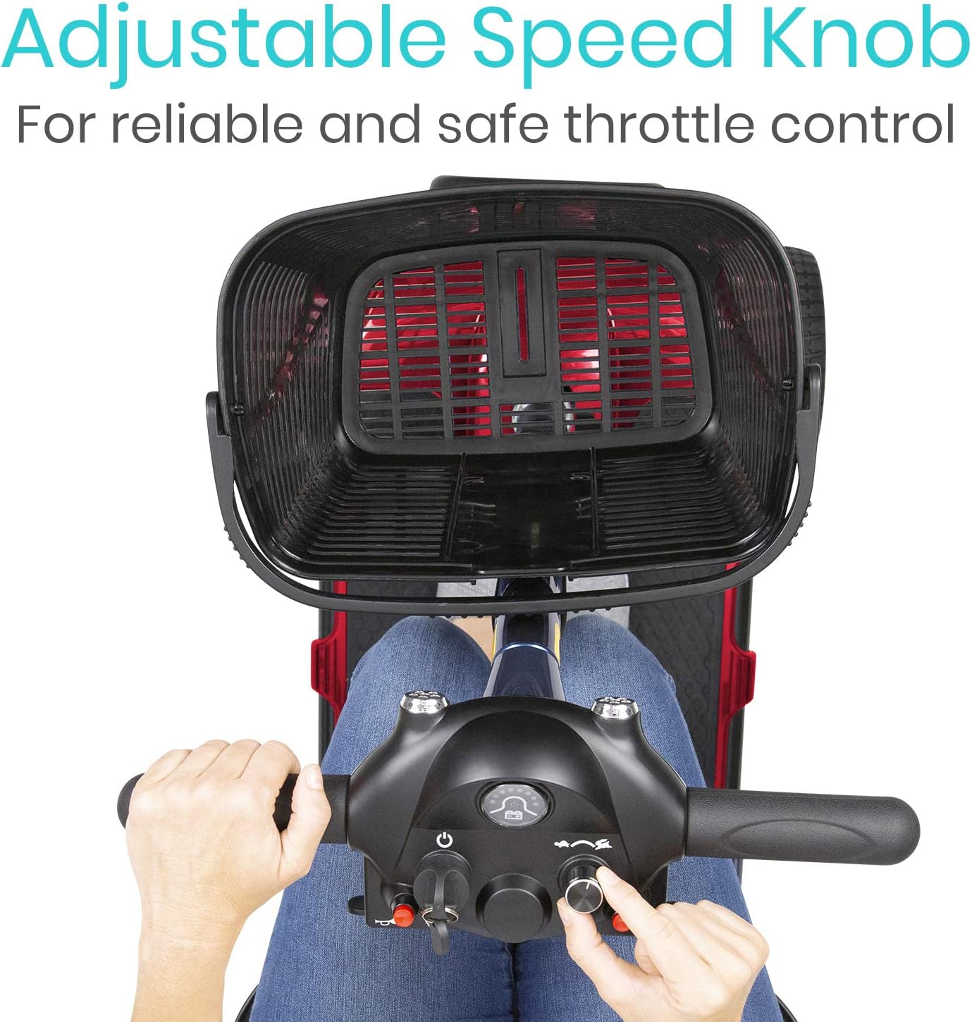 Vive 4 Wheel Mobility Scooter - Electric Powered Wheelchair Device - Compact Heavy Duty Mobile for Travel, Adults, Elderly - Long Range Power Extended Battery with Charger and Basket Included