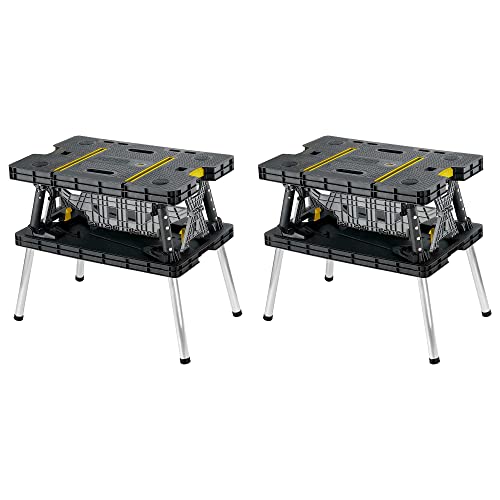 Keter Folding Work Table, Portable Workbench w/ 12" Clamps for Garage/Wood Shop