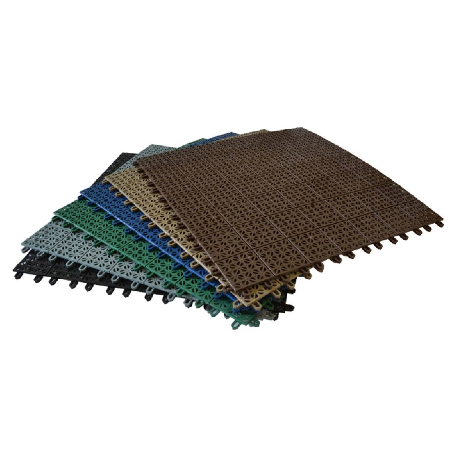 Monticello 24& Greenhouse Interlocking Flooring System - 63 Tiles Kit, Black
