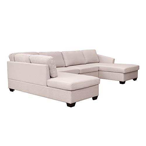 Modern Large U-Shape Sectional Sofa, Double Extra Wide Chaise Lounge Couch, Beige Sofas & Couches for Living Room