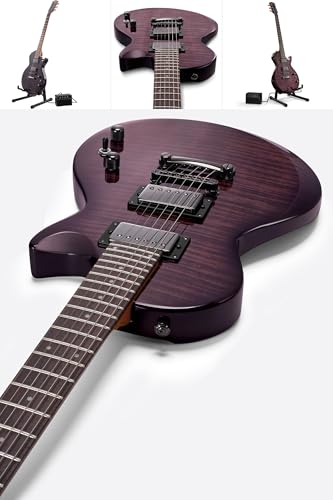AKLOT Muti-Tone Electric Guitar with Coil-Split: Roasted Maple Neck, Flame Maple Graphic Top, Dual Humbuckers Pickups, Beginner Guitar Kit with Gig Bag, Lesson Book, Strap, Picks, Violet Venom