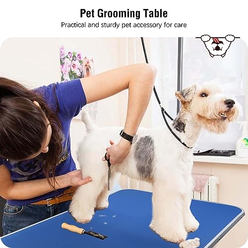 Dog/Pet Grooming Table Foldable Height Adjustable - 42-inch Portable Dog Grooming Table with Arm Noose & Mesh Tray, Maximum Capacity Up to 300lbs, Dark Blue