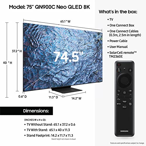 SAMSUNG 65-Inch Class Neo QLED 8K QN900C Series Mini LED Quantum HDR Smart TV with Infinity Screen