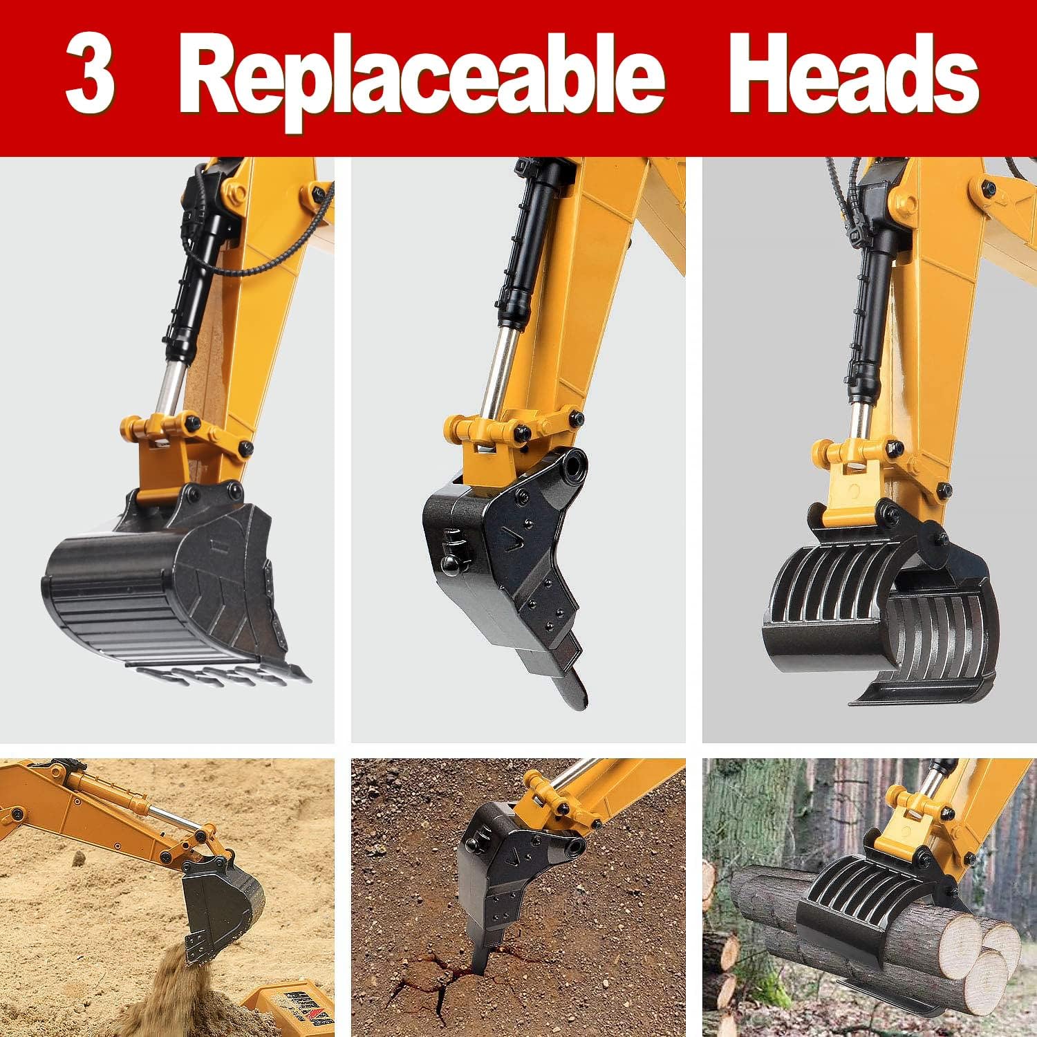 Huina RC Excavator for adults1580 Tongli V4 Full Metal RC Excavator Adult huina 580 Construction Vehicle Professional Remote Control Tractor Toy with 2 Batteries and Decals (V4 Excavator-2Battery)