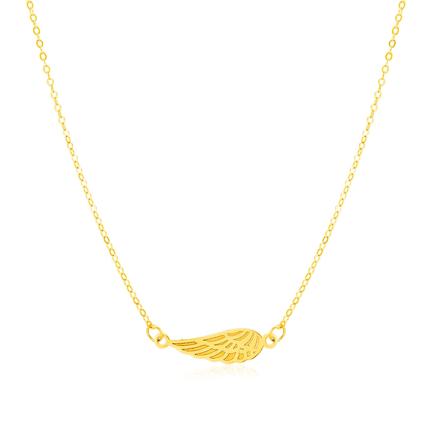 14K Yellow Gold Angel Wing Necklace Size 18 inches