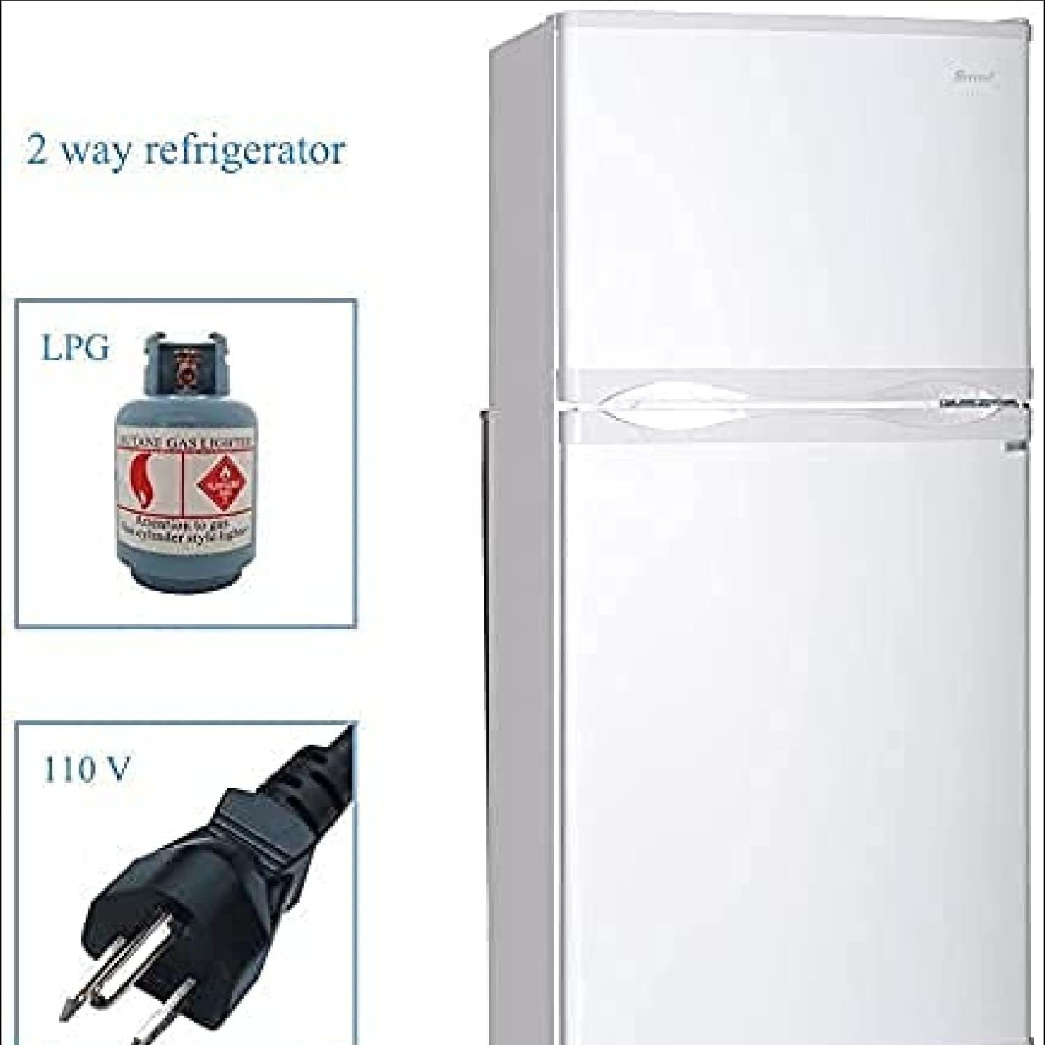 Smad Propane Refrigerator with Freezer Electric LPG 2 way Refrigerator No Noise Large Capacity 6.1 cu.ft, White