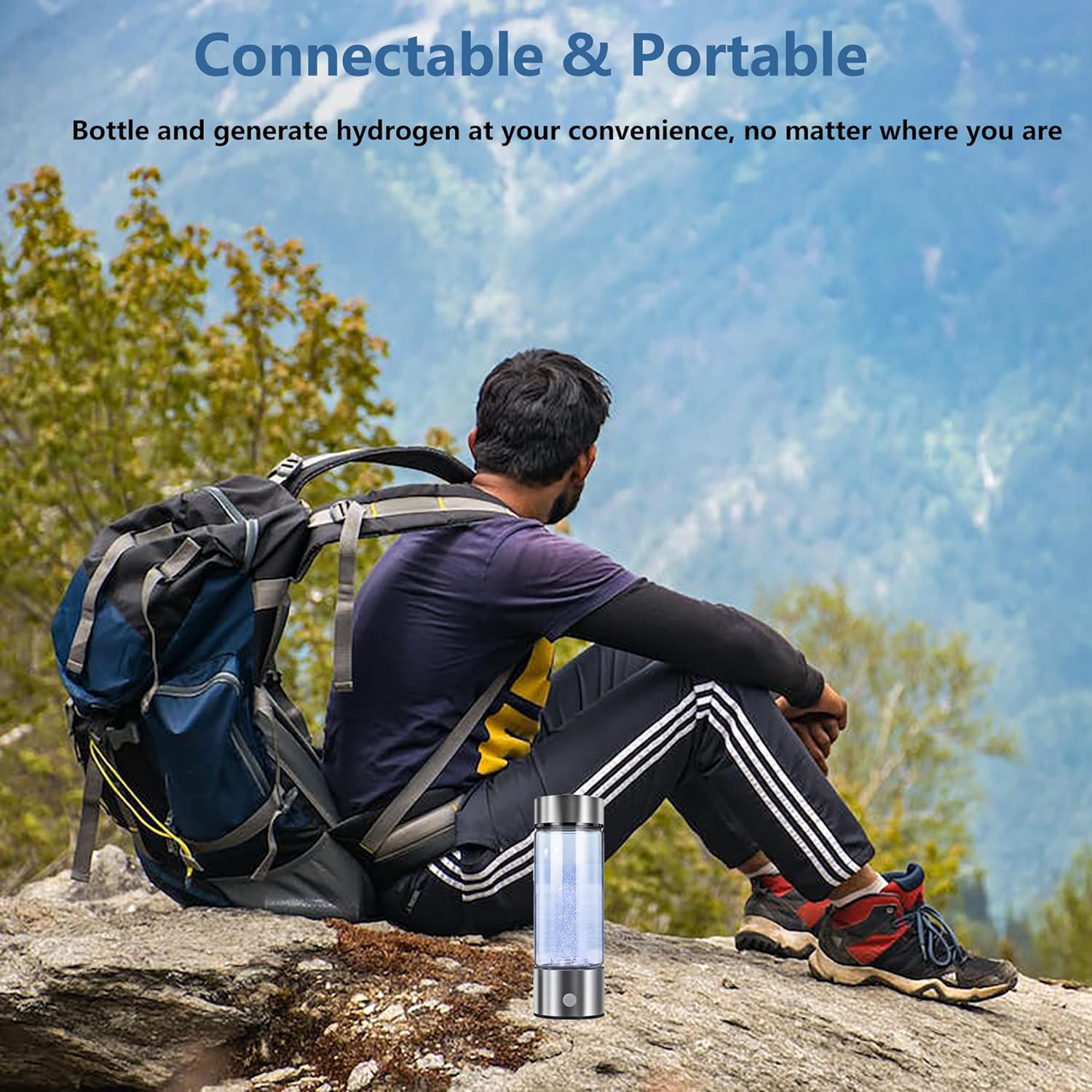 Hydrogen Water Generator, Hydrogen Water Bottle, Portable Hydrogen Generator, Rechargeable Water Ionizer with New PEM SPE Technology Water Ionizer Machine for Home Office Travel