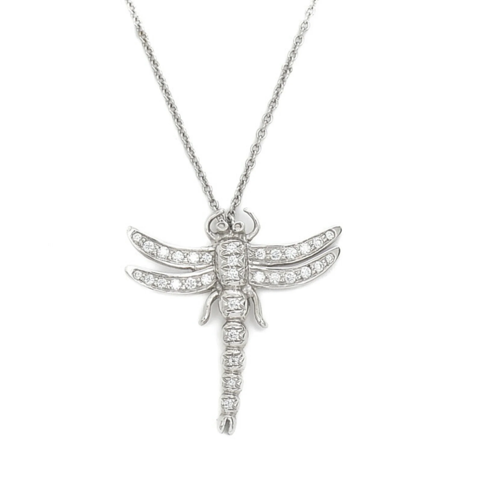 Pre-Owned Tiffany Dragonfly Motif Necklace Pt950 Diamond (Good)