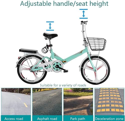 Folding City Bike Bicycle for Adults, Lightweight Alloy Folding Bicycle City Comter Variable Speed Bike, Foldable Urban Bicycle Cruiser with Quick-Fold System