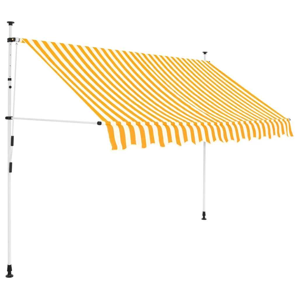 OWSOO Manual Retractable Awning 118.1" Yellow and White Stripes