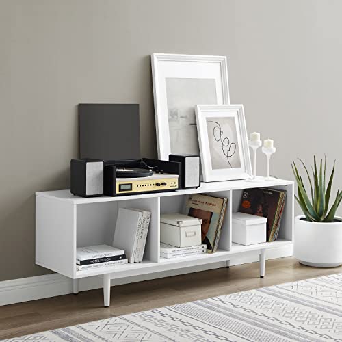 Crosley Furniture Liam Mid-Century Record Storage Console Cabinet, Large, Black