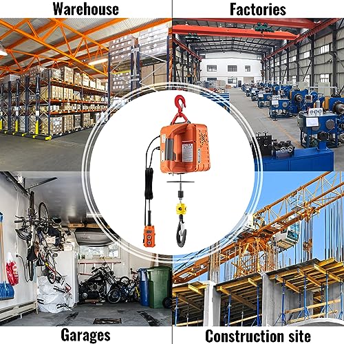 3-in-1 Electric Hoist Winch, 880LBS Portable Electric Winch, 1500W 110V Power Winch Crane, 62ft Lifting Height, w/Wire and Wireless Remote Control for Lifting Small Engines, Bicycles, Groceries