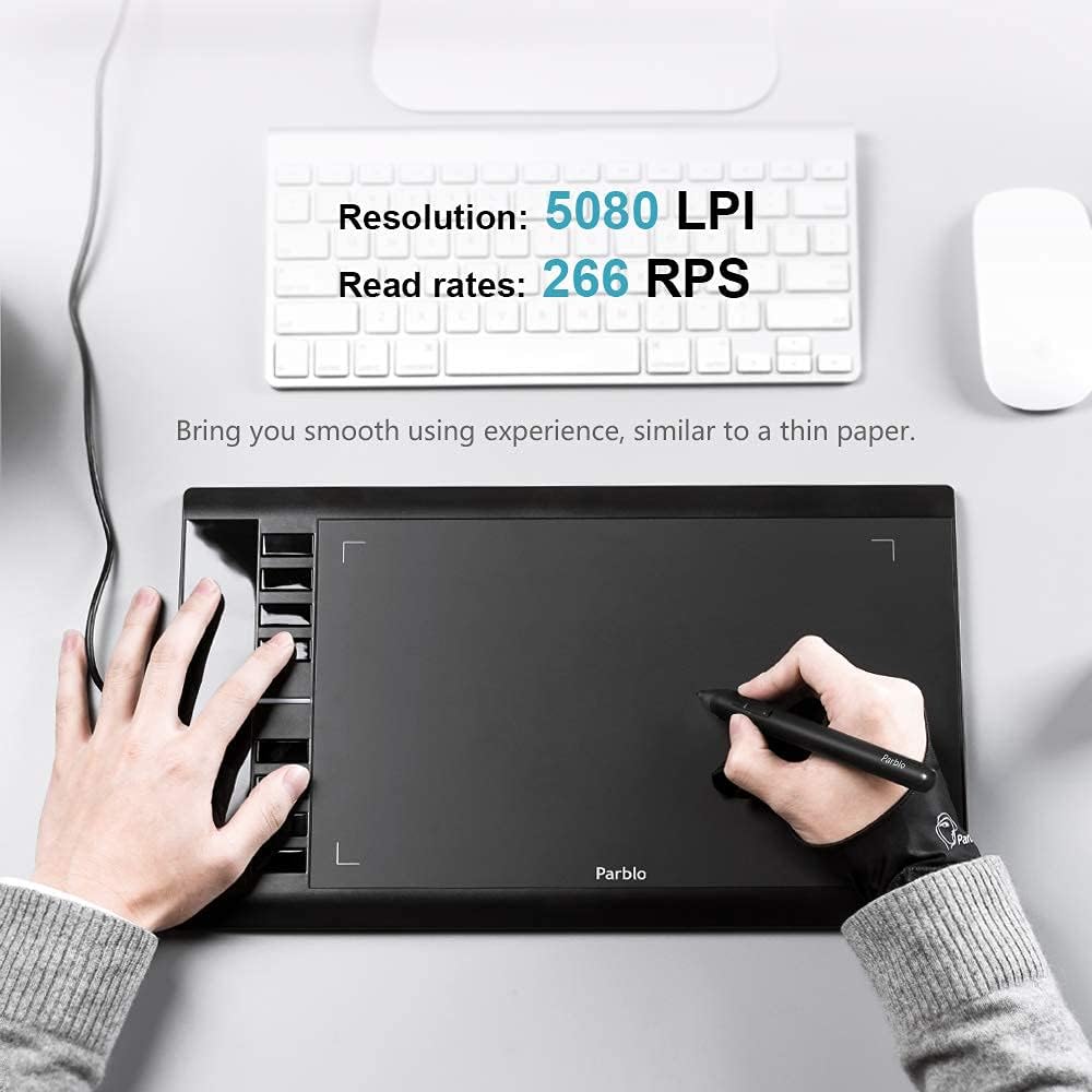 Parblo A610 V2 Graphic Drawing Tablet, 10 x 6 inch Large Area Art Pen Tablets with 8 Hot Keys, Battery-Free Stylus 8192 Pen Pressure, Ideal for Online Learning, Remote Work, Digital Art Craft Pack of 2
