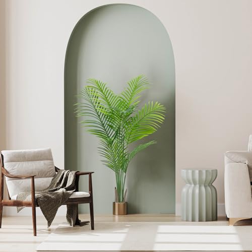 AnTing Artificial Areca Palm Plant Faux Tropical Tree 6FT, Fake Palm Tree Indoor Decor with 15Trunks for Home Office Garden Hotel Decor Gift（2pack）