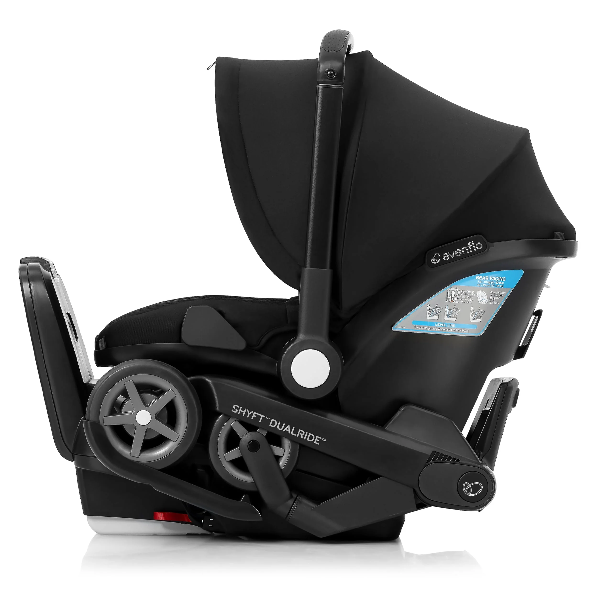 Evenflo Shyft DualRide Infant Car Seat and Stroller Combo (Beaufort Black), Unisex