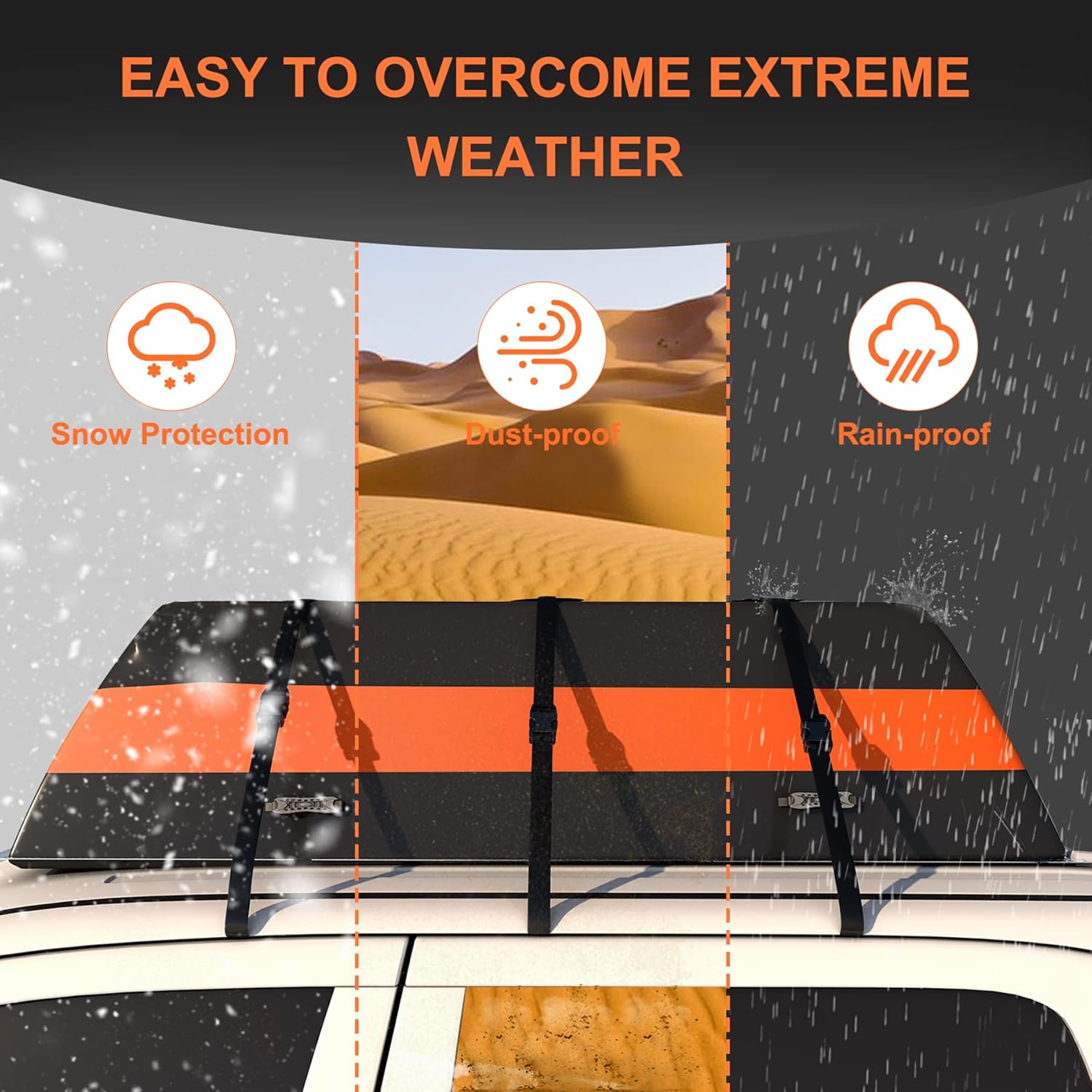 Jifunull Rooftop Cargo Carrier Bag 21 Cubic Feet, Waterproof Soft-Shell Roof Rack Cargo Carrier, 1000D PVC Anti-Tear Car Roof Bag for Vehicle with/Without Racks, Includes 7 Door Hooks, Anti-Slip Mat