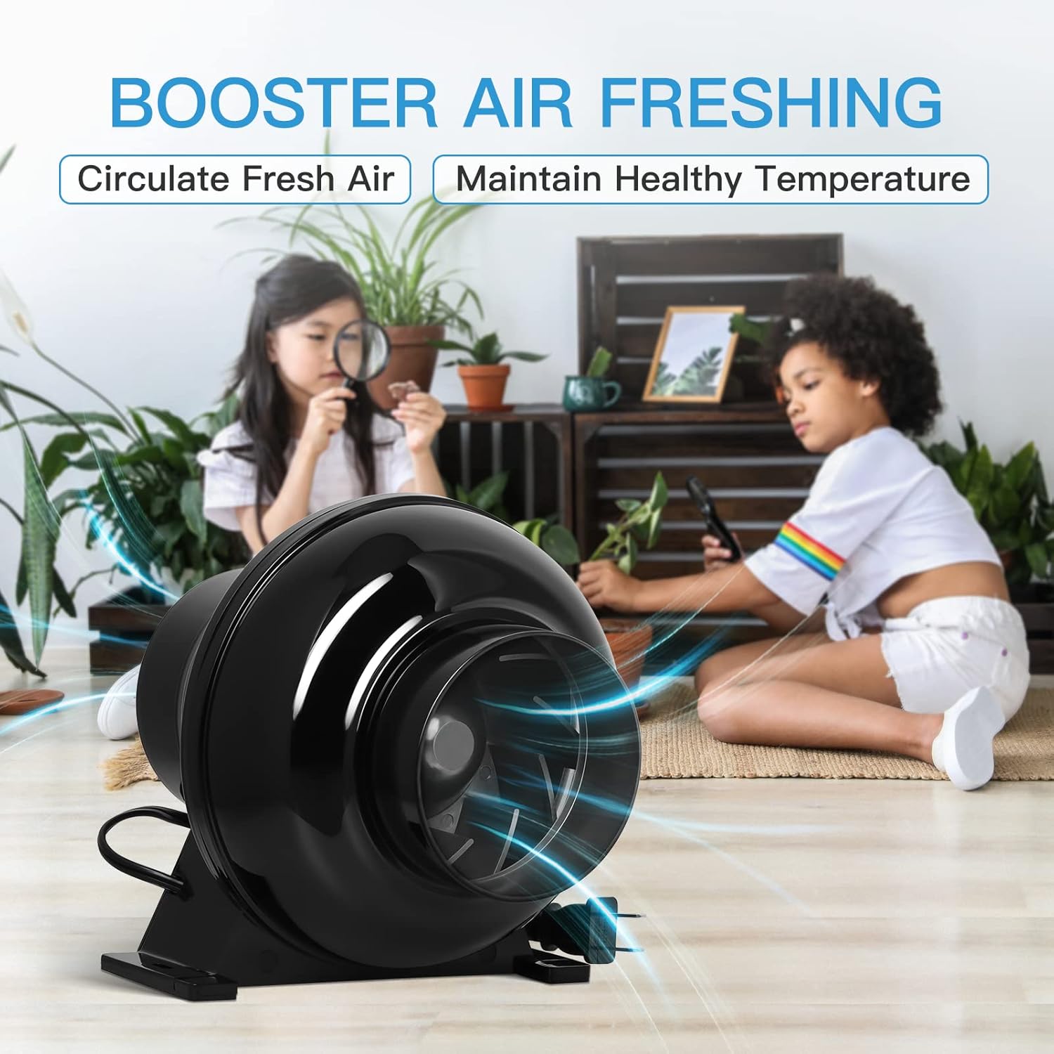 iPower 4 Inch 195 CFM Inline Fan Circulation Vent Blower, Air Carbon Filter and 8 Feet Flexible Ducting for Grow Tent Ventilation, Exhaust, 4 Fan & Filter, HVAC Heating Cooling