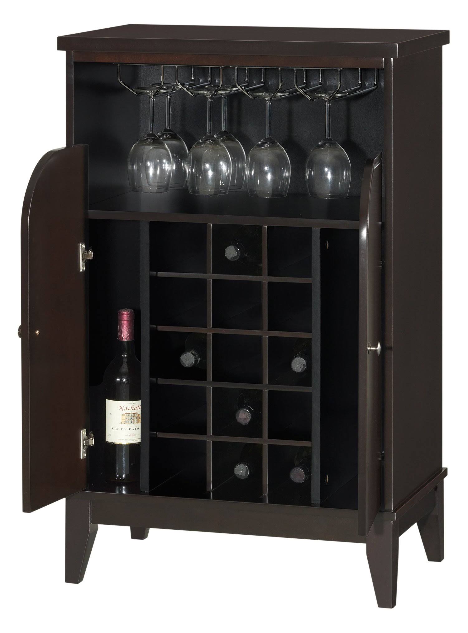 Baxton Studio Easton Modern and Contemporary Wood Dry Bar and Wine Cabinet, Dark Brown