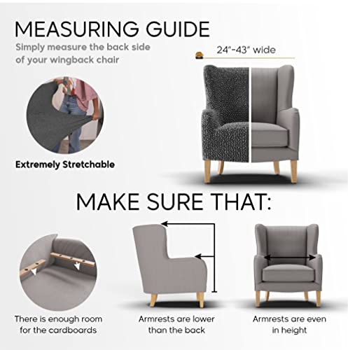 PAULATO BY GA.I.CO. Wingback chair slipcover - High Back Chair Slipcovers - Armchair Cover - 1-Piece Form Fit Stretch Furniture Protector - Microfibra Collection - Blue (Wing Backed chair)