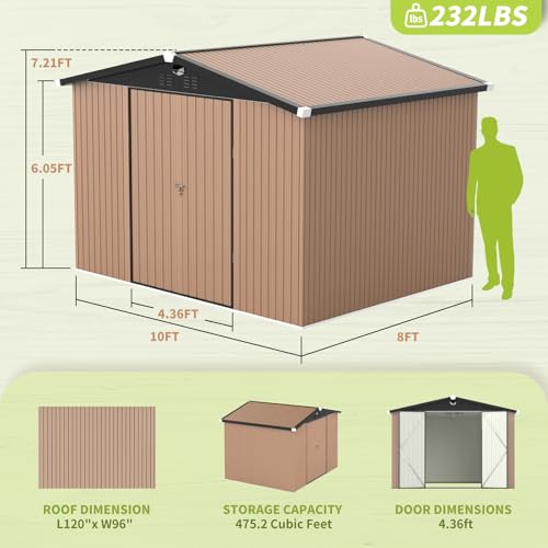 Metal Storage Shed,Outdoor Storage Building 10x12,Large Backyard Sheds with Lockable Doors,Waterproof Outside Storage Shed
