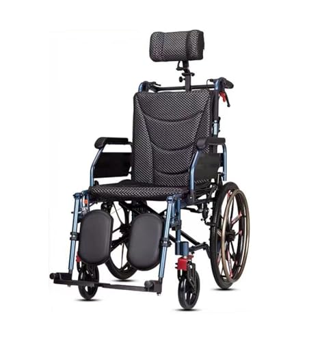 Reclining High Back Manual Wheelchair with Adjustable Leg Rest&Reversible Foot Pedal,90-150° Five-Speed Adjustment
