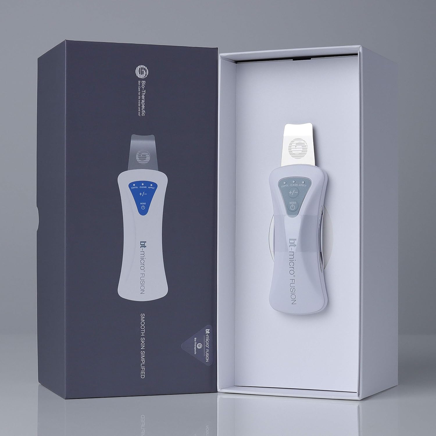 Bio-Therapeutic bt-micro fusion Ultrasonic Skin Perfecting Tool 30,000 Hz Oscillation Power, Medical Grade Stainless Steel Applicator, Zinc Alloy Body, IP35 Water Resistant, CE Safety Tested
