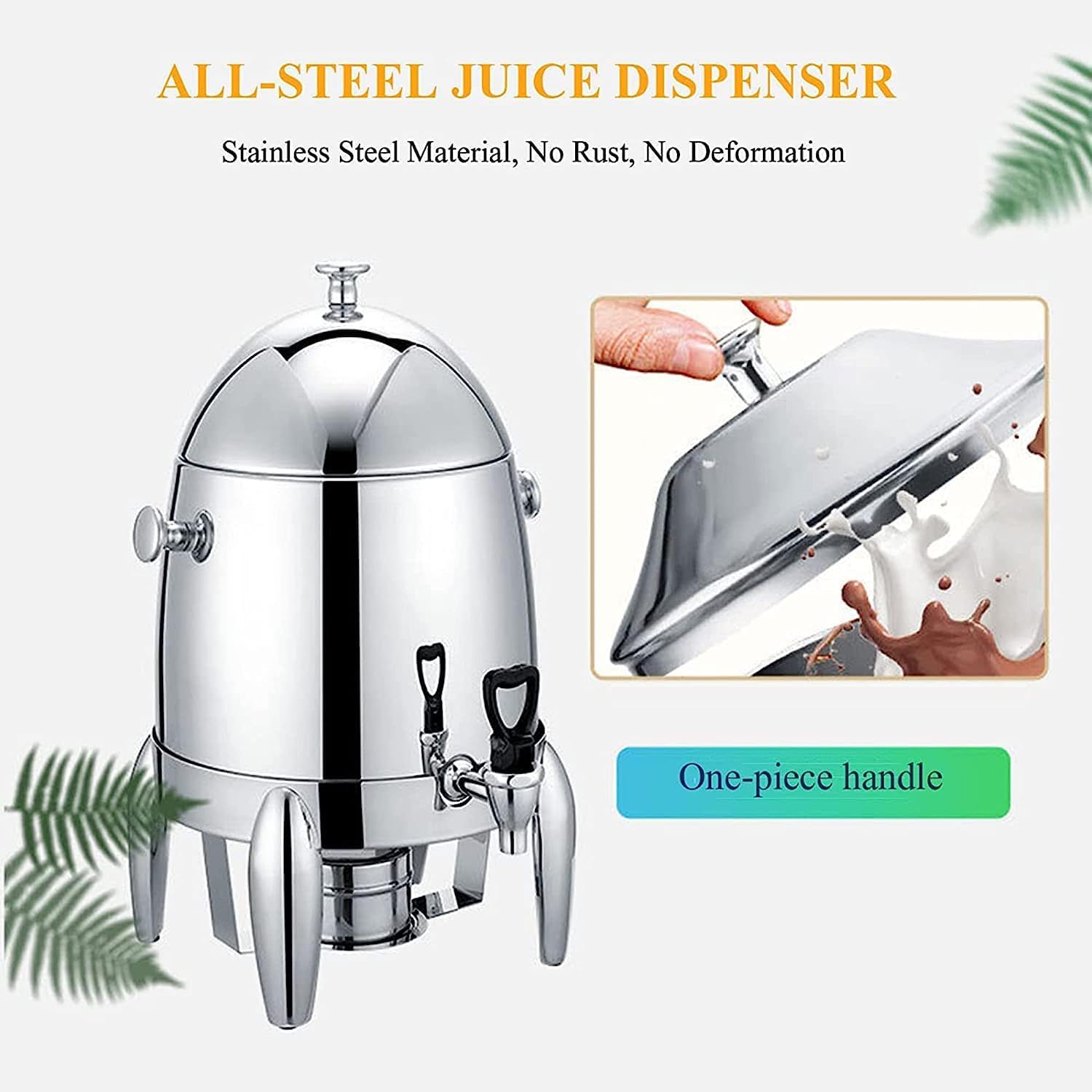 FLaig Commercial Stainless Steel Hot Beverage Dispenser 3 Gallon Chafer Urn Large Hot Water Urn For Coffee, Tea, Cappuccino, Hot Chocolate And Drinks Dispenser